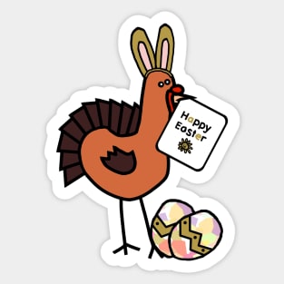 Happy Easter Bunny Ears on Thanksgiving Turkey Sticker